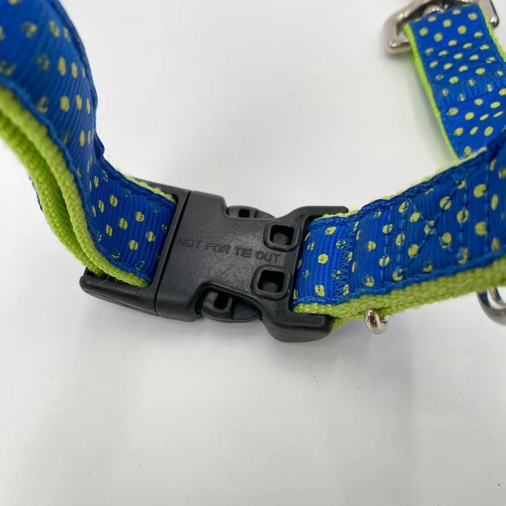 Frisco Dog Collar and Leash Set Blue Green‎ Polka Dot Adjustable Pet Walking